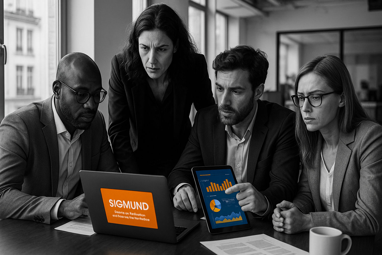 Équipe d'experts SIGMUND travaillant ensemble sur l'innovation en RH