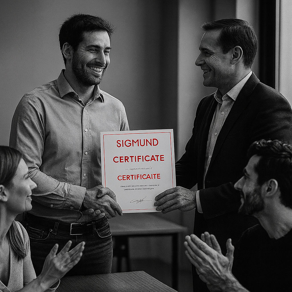 Un stagiaire reçoit son certificat SIGMUND
