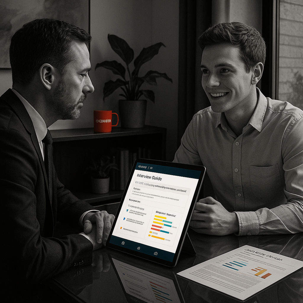 Un RH menant un entretien avec l'aide d'une IA