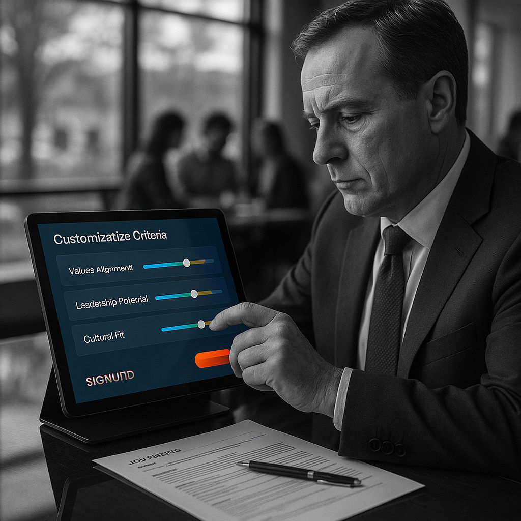 An interface on a screen to configure the test