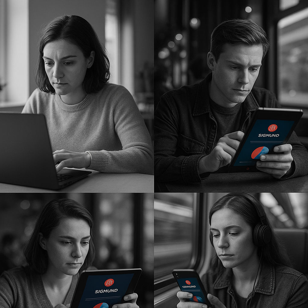 Candidates taking tests on computer, tablet and smartphone