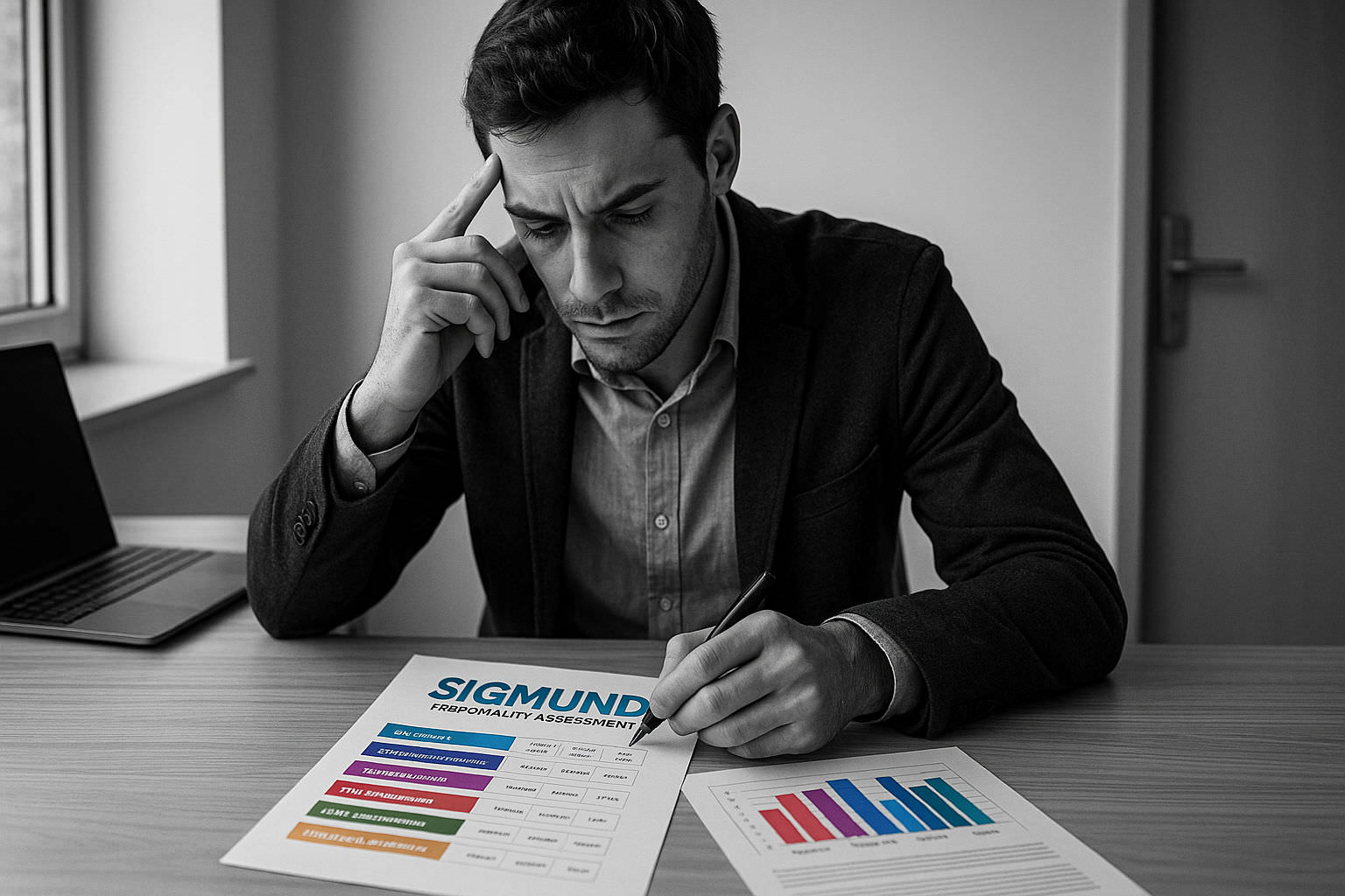 Consultant en orientation utilisant le test RIASEC Vocation Pro pour accompagner un client en reconversion professionnelle
