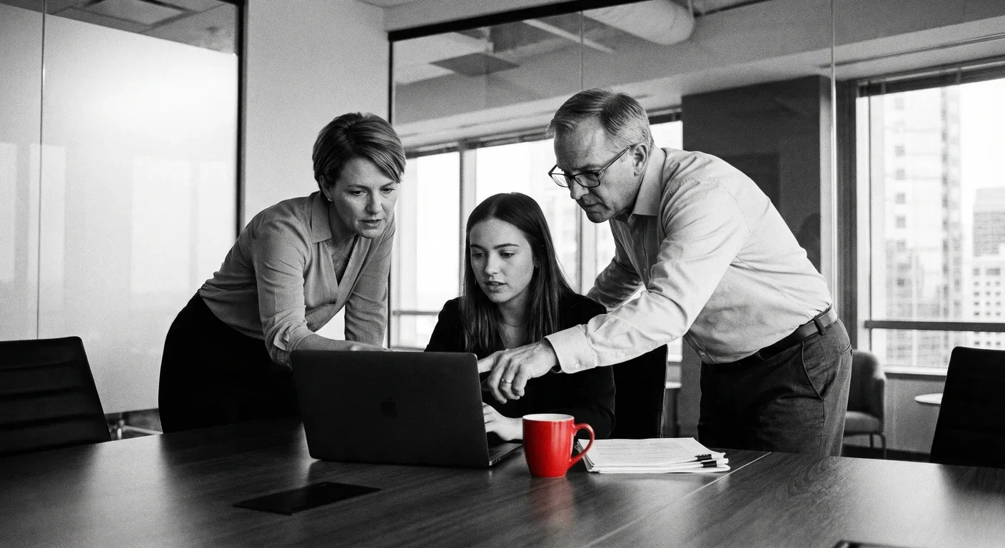 Consultants analyze soft skills assessment results with candidates in groups during a behavioral evaluation session.