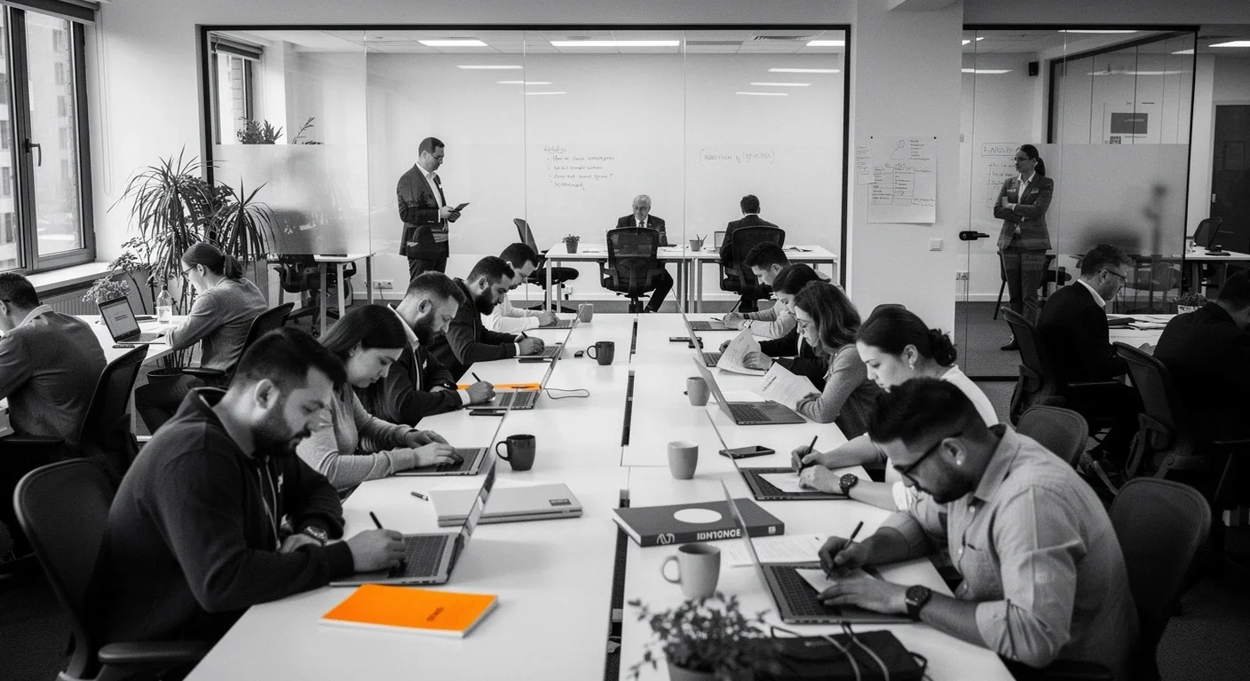 Une équipe de recruteurs en atelier d'évaluation